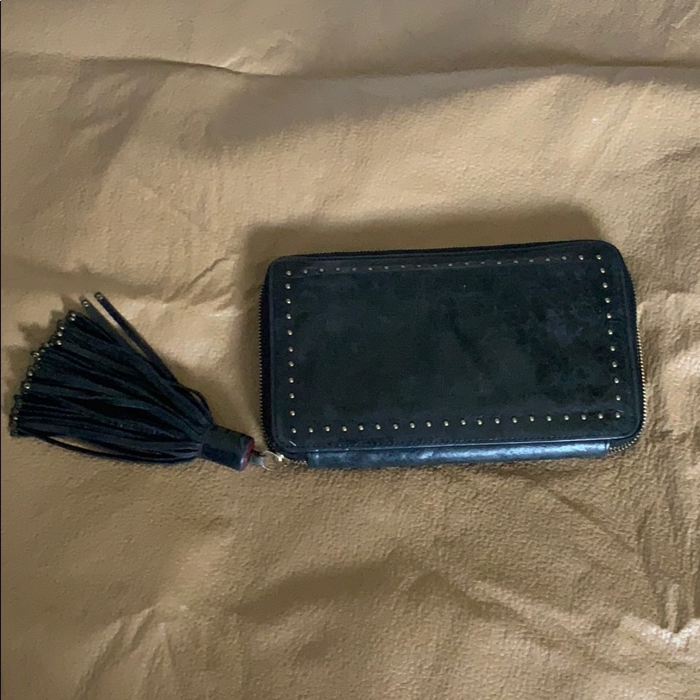 Leather embellished wallet